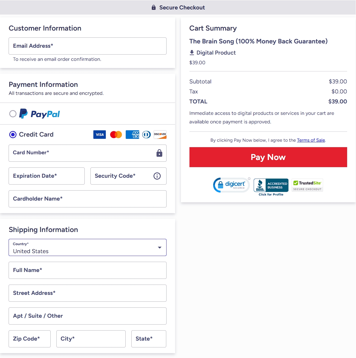 official brain song checkout